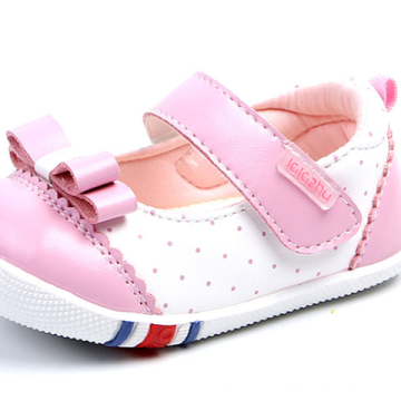 2019 new arrival unisex soft baby leather mix color polka dot walking shoes anti-slippery baby sneakers